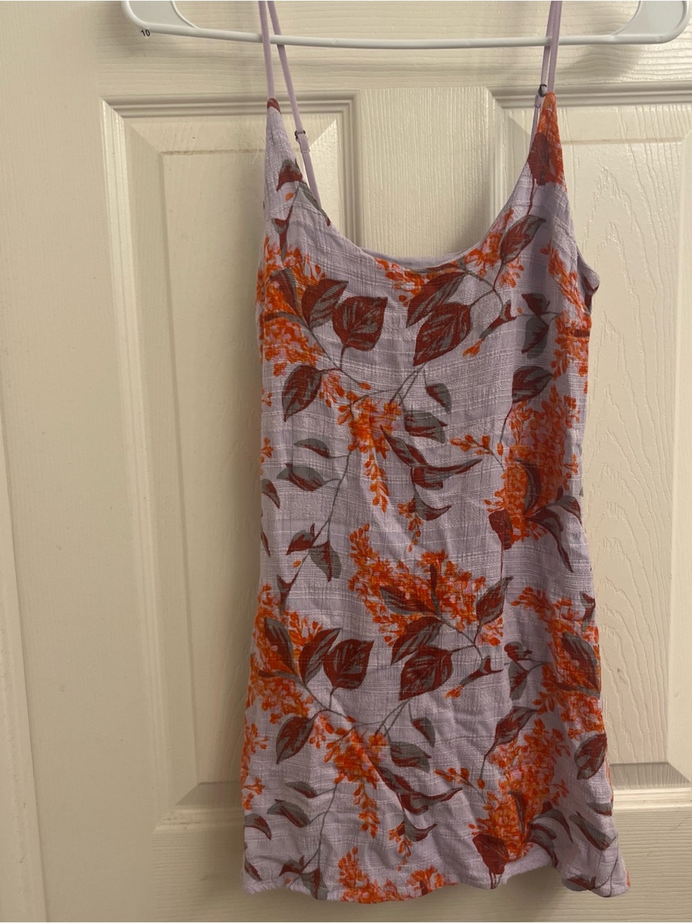 Kimchi Blue Lilac Floral Slip Dress with Orange Print - Picture 1 of 2